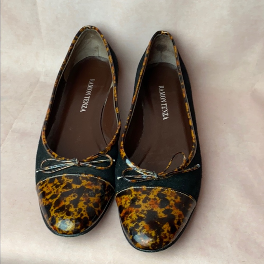 Ramon Tenza Black Suede Tortoise Shell Loafers
